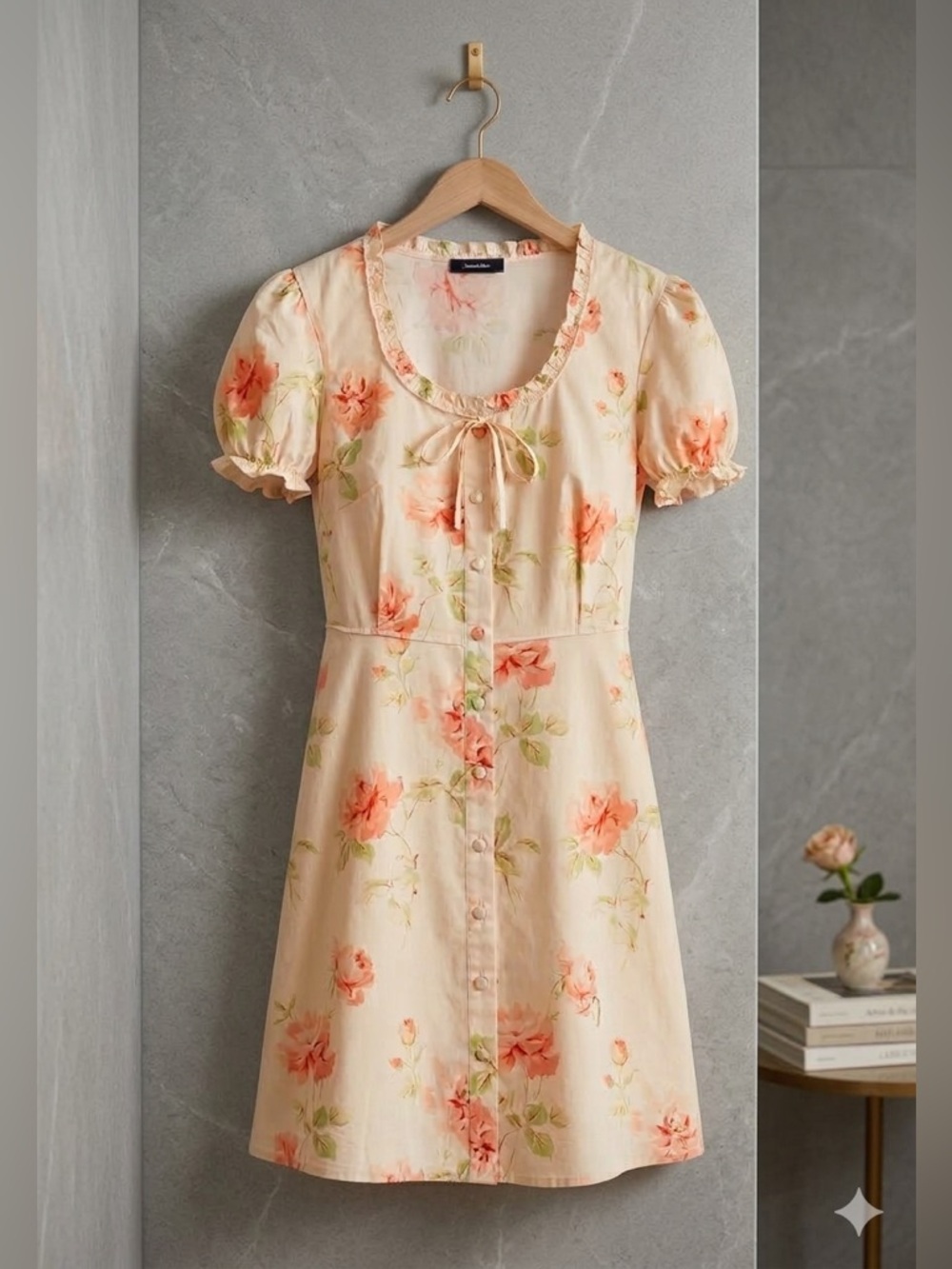 R13 Floral Babydoll Mini Dress Pale Rose M NWT